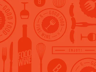 Food & Wine Pattern Play festival food fork icon illustration knife pattern wine