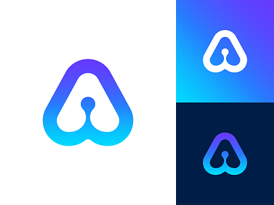 A Logo artificial intelligence future futuristic gradient letter a logo logo design monogram software tech technology telecommunications