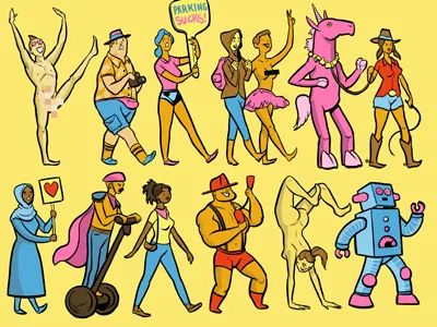 lil' sneak peak character daca design drawing illustration parade parking politics san francisco sneak peak trump wip