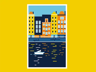 Amsterdam amsterdam border design flat houses illustration illustrations logo river