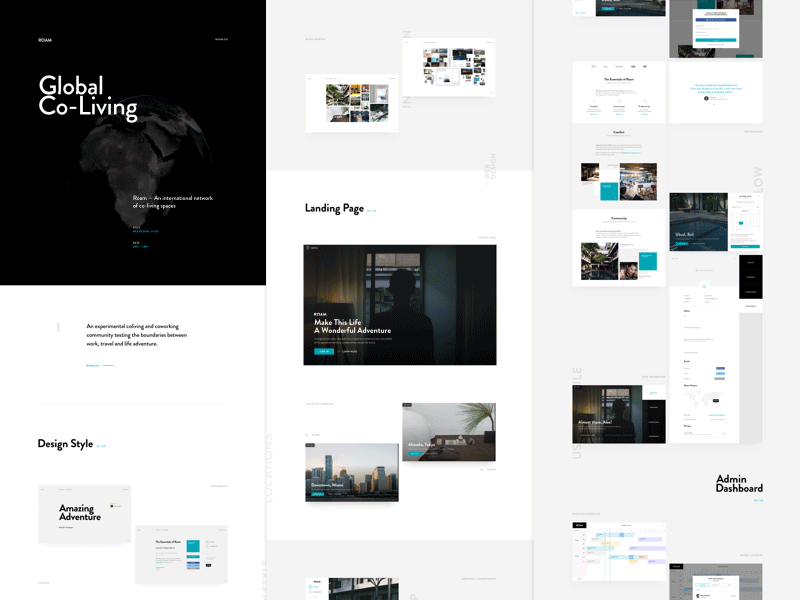 Roam on Behance behance case study coliving coworking globe remote work roam travel travelers