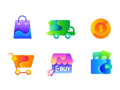 E-Commerce icon coin delivery e commerce gradient money package shop shopping shutterstock wallet waves
