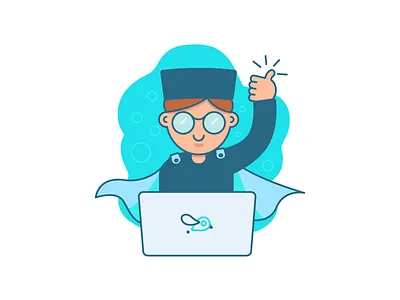 Terapi Staff Illustration cute illustration it malay staff thumbs up