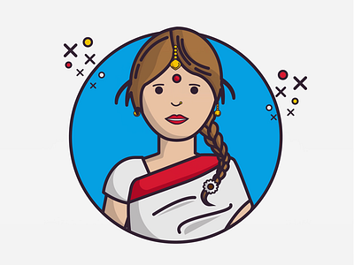 Indian art avatar design digital illustration women