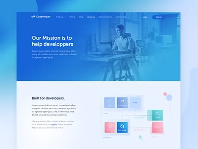 About us - Page ( Draft 1 ) about blue gradient illustration landing page project startup web