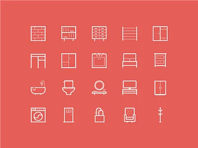 HOME Iconset bath bed cactus closet home icon iconset library mirror plant tv wall