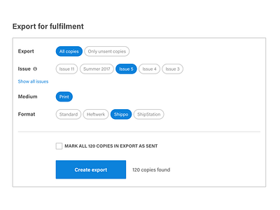 New exports blue csv export pill subsail