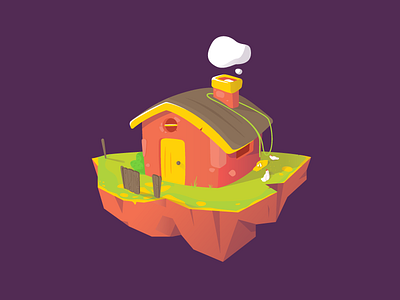 Farm hut art chicken farm game house illustration isometric ui web