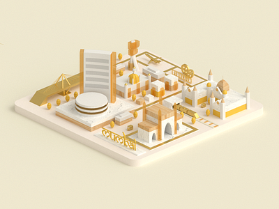 Mumbai 3d building candy city india isometric low poly mumbai texture