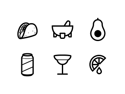 Taco Party Icons avocado beer guacamole icon lime tacos taquiza