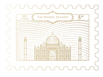 Postage Stamp illustration india mahal palace post postage stamp taj