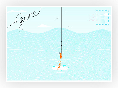 Making waves (hopefully) - Going Freelance bristol freelance designer design fish fishing freelance freelance designer gone fishing illustration postcard sea water