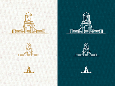 Symbol simplification artdeco clock tower engraved florida icon logo monoline symbol vintage