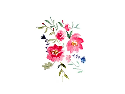 Scarlet Peonies floral flower peony red watercolor