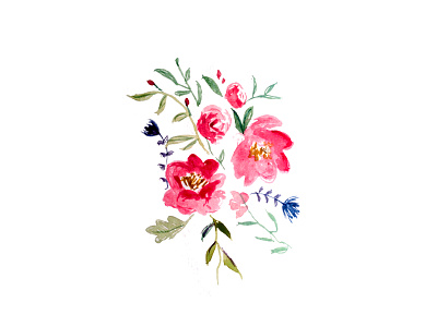 Scarlet Peonies floral flower peony red watercolor