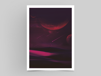 Deserted gradients illustration painting planet poster space star wacom