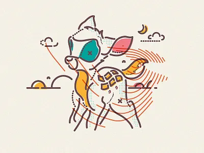 Bambi animals characters colourandlines icons illustration national geographic symbol thumbprint