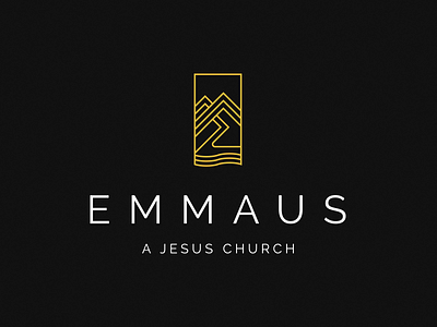 Emmaus Logo christian church logo mountains nc path river sea