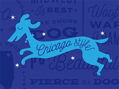 Chicago Style Hot Dog chicago chicago style hot dog city beautiful dachshund dog hot dog pattern puppy running script weiner dog