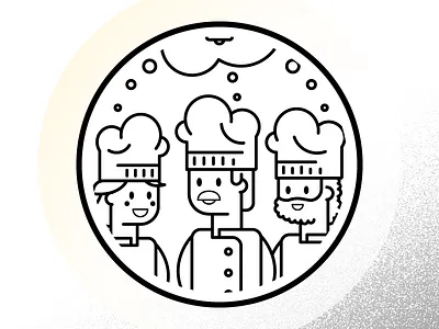 Tres Cocineros (WIP) beard chefs idea illustration line art lines mustache smile vector