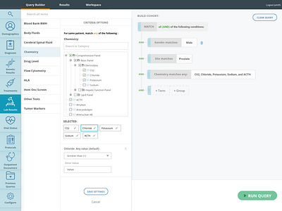 Query Builder Lab Results dashboard query query builder tree