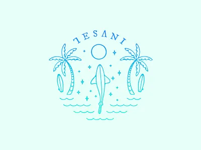 Tesani Surf circle palm palm tree palms patch seal shark stamp surf tesani waves