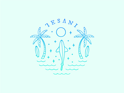 Tesani Surf circle palm palm tree palms patch seal shark stamp surf tesani waves