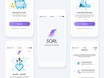 Sqrl Onboarding health app ios savings app