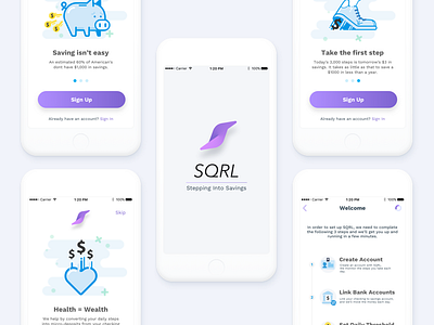 Sqrl Onboarding health app ios savings app