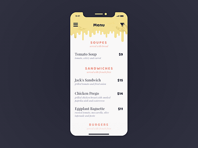 Daily UI #043 app dailyui dailyui 043 ios iphone x materik mattias eriksson menu ui ux