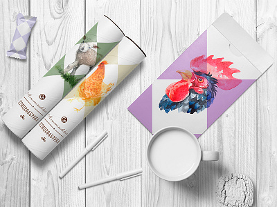 Watercolor sausage package hen lamb modern rooster sausage tube watercolor