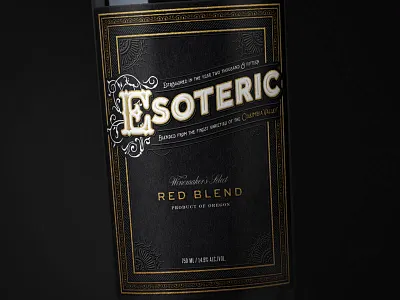 Esoteric Wine bottleshot label packaging typography wine wine label wine label design
