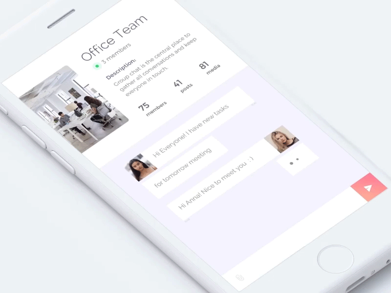 Chatting App Shot animation app clean group chatting ui ux