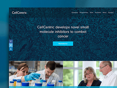 Web Design: Cellcentric blue digital oncology photography science tech technology ui ux website