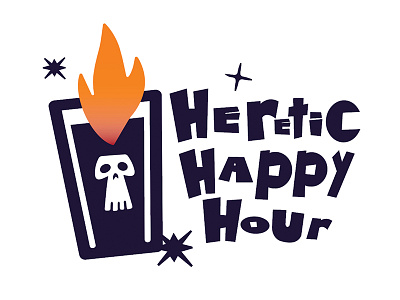 Heretic Happy Hour flame heresy icon skull tiki