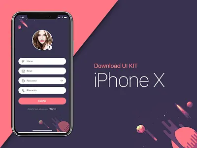 iPhone X | Sign Up UI Kit freebie ios 11 iphone iphone 8 iphone mockup iphone x iphone x template iphone x ui kit