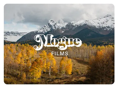 Mogue Films brand film identity logo retro serif swash typography vintage