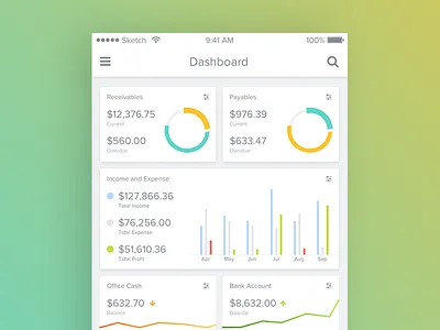Accounting Dashboard account accounting android chart cross platform dashboard infographic ios mobile app overview
