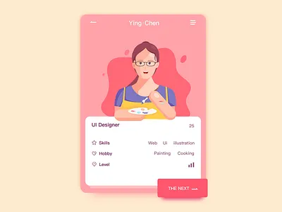 Team members_07 card girl glasses illustration manager members painting people pink ui