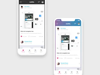 Dribbble App Concept app app interface card concept dribbble app find ios flat interface iphone x navigation social ui ux