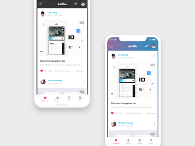 Dribbble App Concept app app interface card concept dribbble app find ios flat interface iphone x navigation social ui ux