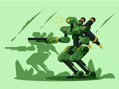 Mecha (2) character draw flat illustration mecha robot vector