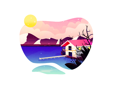 Scenery ai flat illustration ps scenery