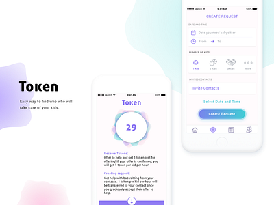 Token Application android app babysitter card contacts create cross platform form gradient ios request tabbar