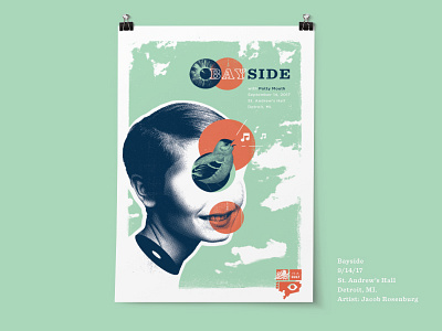 Bayside Poster bird eye gig poster green sky woman