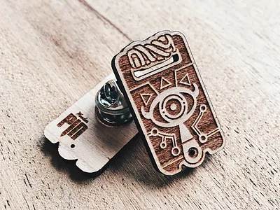 Sheikah Slate Wooden Pin breath of the wild cherry engraved illustration laser pin sheikah slate wood wooden zelda