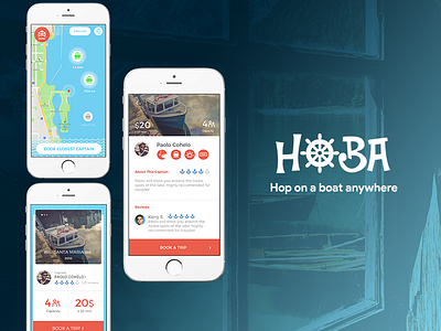 Hoba Rides app art boats clean creative design mobile ui ux