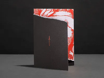 Secret Party Invite diecut illustration pantone print sword thorn edge