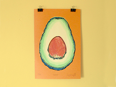 Avocado Screen Print avocado drawing food handmade illustration ink print printmaking screen print screenprint vegan