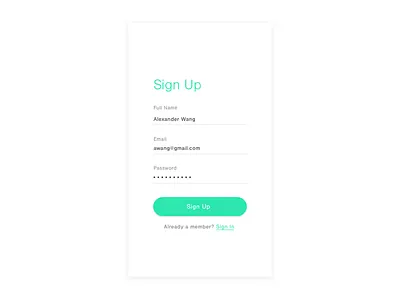 Daily UI #1 daily ui 1 daily ui challenge input field minimalism mobile form registration sign up